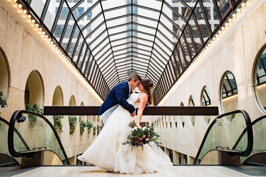 Bride and Groom at One Location Wedding Day